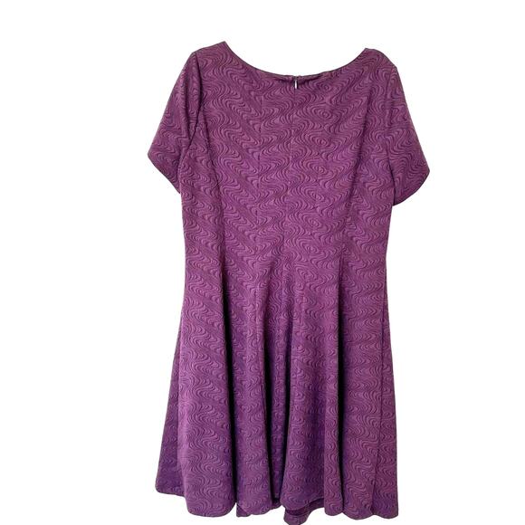 Danny & Nicole Womens 2X Purple Textured Knit Fit & Flare Dress Career Party - Picture 2 of 9